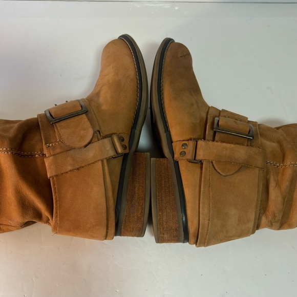 ALDO 7 Tall Knee Pull on boots low heel suede strap & buckle detail pre-LOVED - Picture 3 of 15